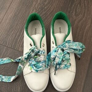 Shein white sneakers with printed laces